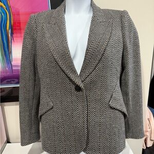 L’Agence Herringbone Chamberlain Blazer - Gray/Copper - Size 10